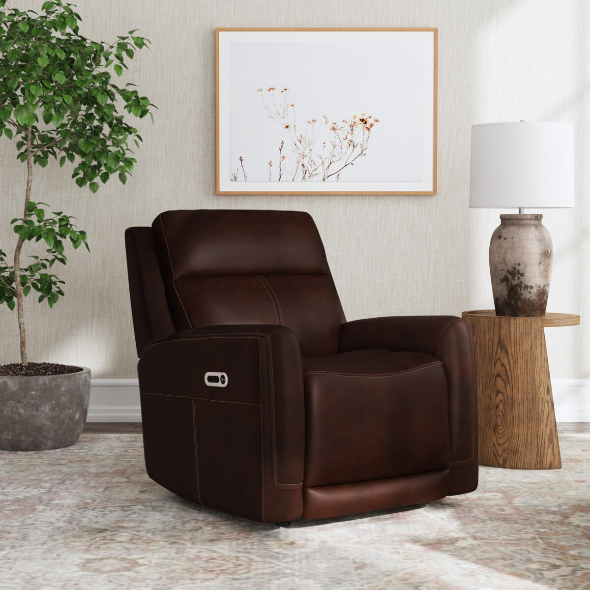 Alister Burnt Umber Leather Power Gliding Recliner with Power Headrest and Lumbar Recliners Customizable 7
