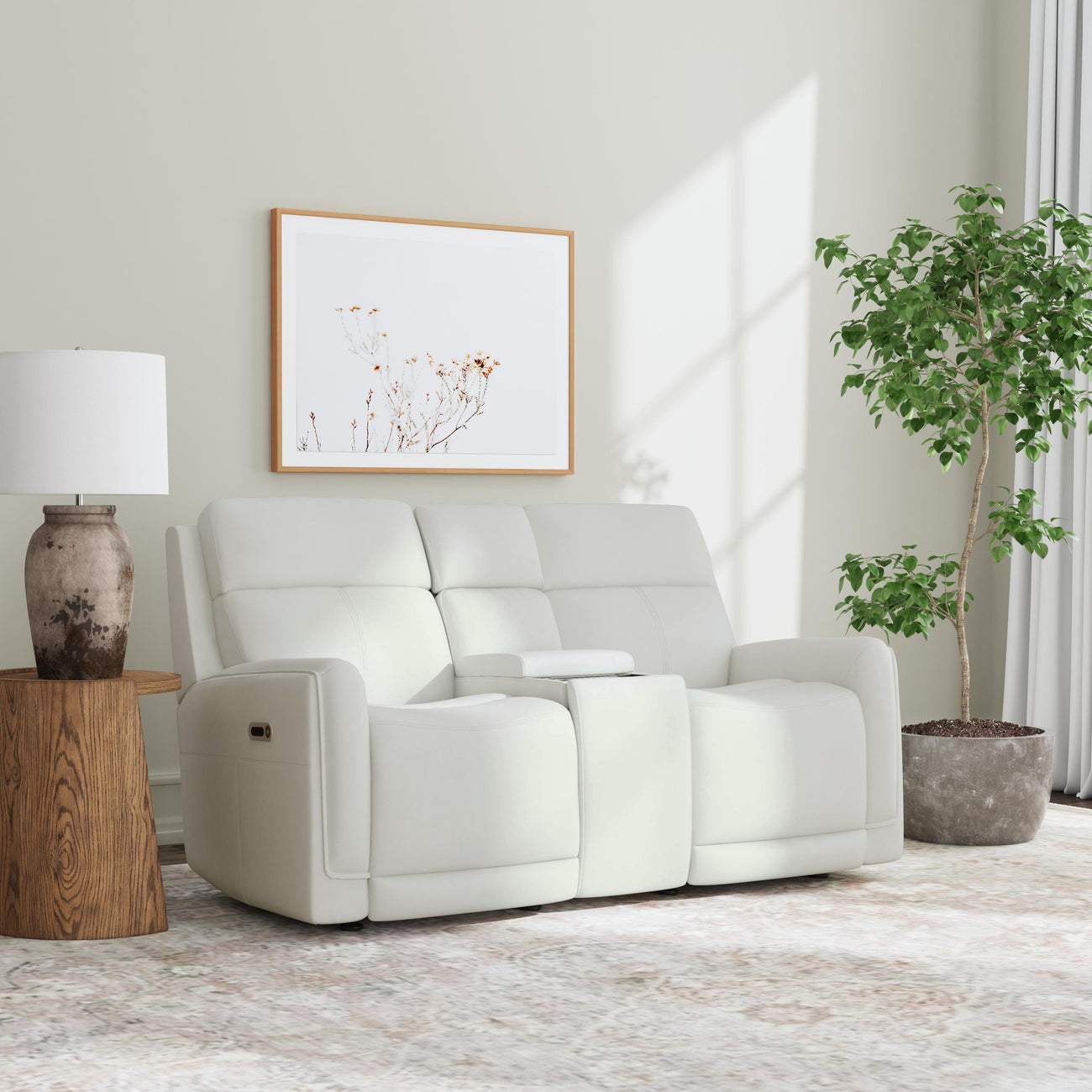Alister Porcelain Leather Power Gliding Loveseat with Console, Power Headrests & Lumbar Loveseats Customizable 5 Alister Porcelain Leather Power Gliding Loveseat with Console, Power Headrests & Lumbar Loveseats Customizable 5