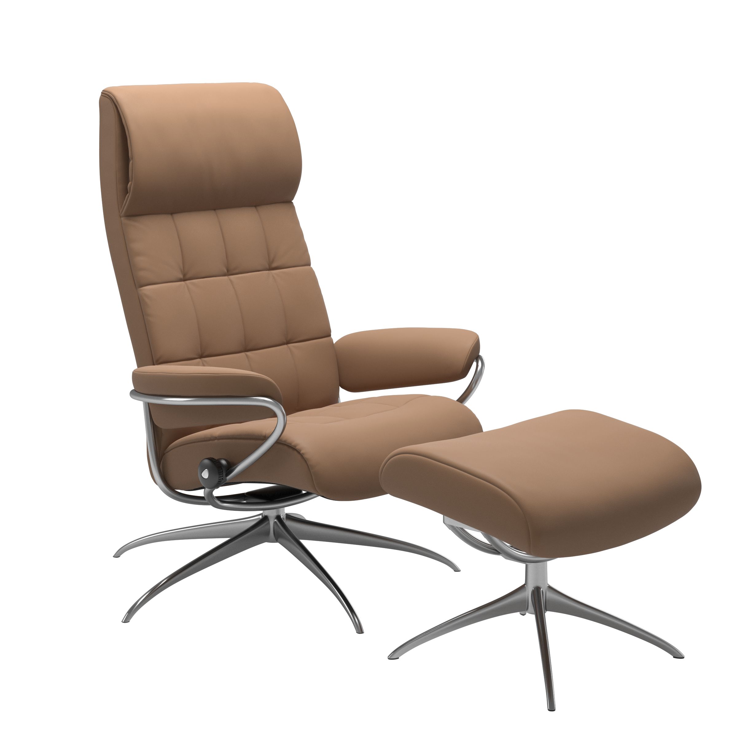 Stressless® London Star Base Recliner with High Back and Ottoman