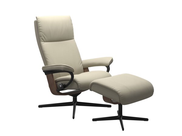 Stressless® Aura (L) Cross Base Recliner with Ottoman Recliners Stressless