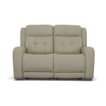 Grant Ivory Leather Power Reclining Loveseat with Power Headrests - Image 2