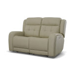 Grant Ivory Leather Power Reclining Loveseat with Power Headrests - Image 4
