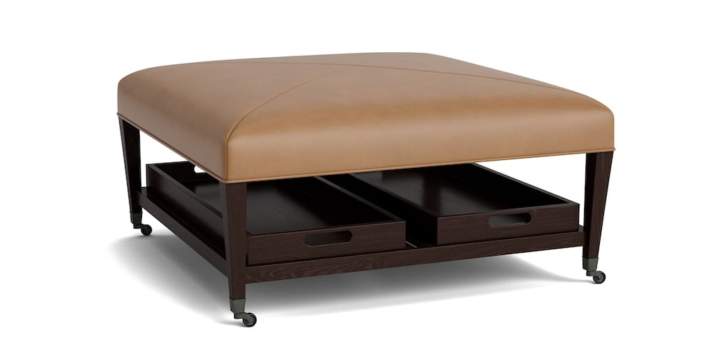 Kara Leather Ottoman with Trays