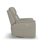 Vernon Dove Grey Fabric Power Swivel Gliding Recliner with Power Headrest, Lumbar, Heat & Massage - Image 3
