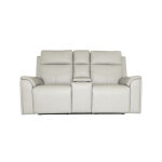 Vernon Dove Grey Fabric Power Reclining Loveseat with Console, Power Headrests, Lumbar, Heat & Massage - Image 2