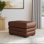 David Pecan Leather Ottoman - Image 3