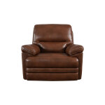 David Pecan Leather Power Gliding Recliner with Power Headrest & Lumbar - Image 3