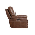 David Pecan Leather Power Gliding Recliner with Power Headrest & Lumbar - Image 4
