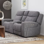 Ridge Granite Fabric Power Reclining Loveseat with Console and Power Headrests - Image 4