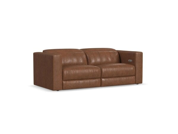 Austin Chestnut Leather Power Reclining Sofa with Power Headrests Sofas Flexsteel