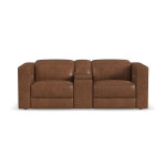 Austin Chestnut Leather Power Reclining Loveseat with Console and Power Headrests - Image 2