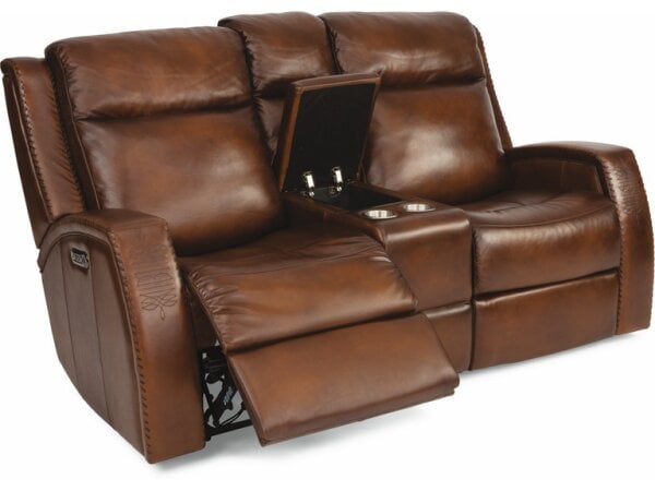 Mustang Power Reclining Loveseat with Console and Power Headrests - Image 2
