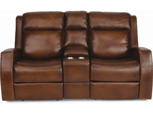 Mustang Power Reclining Loveseat with Console and Power Headrests - Image 3