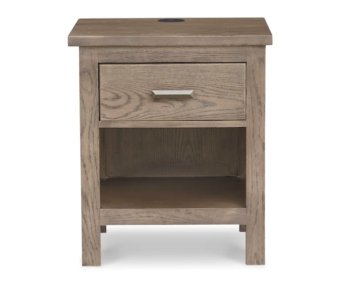 Benchmade Abingdon Oak Bedside Table w/Charger