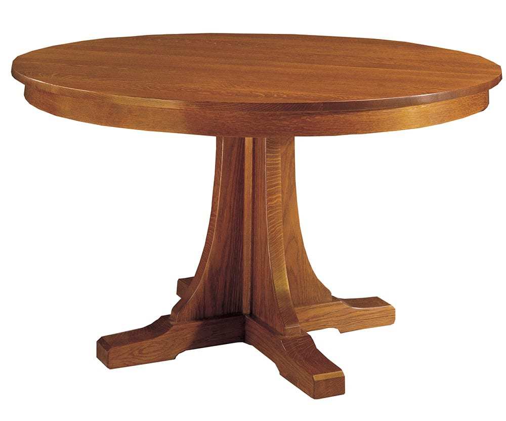 Mission Round Pedestal Oak Dining Table