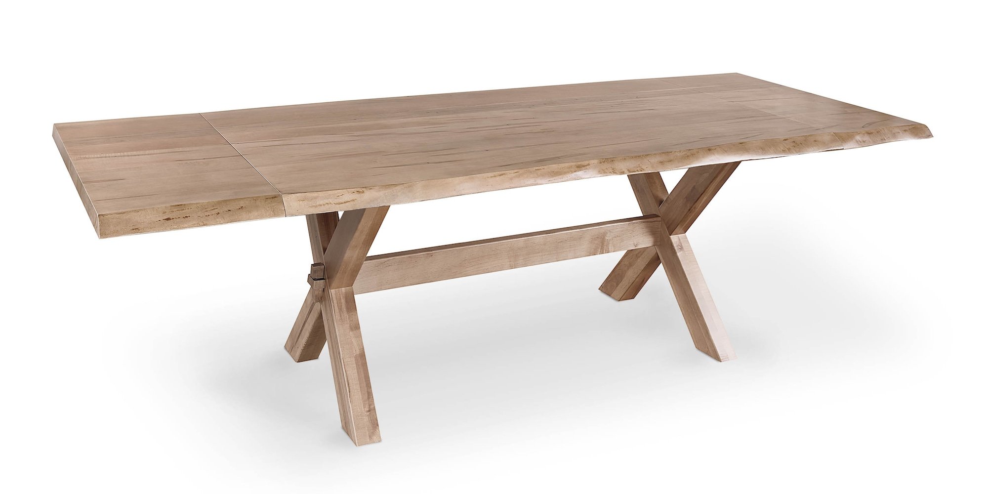 Crossbuck Live Edge Dining Table with Extendable Leaves Fawn Maple