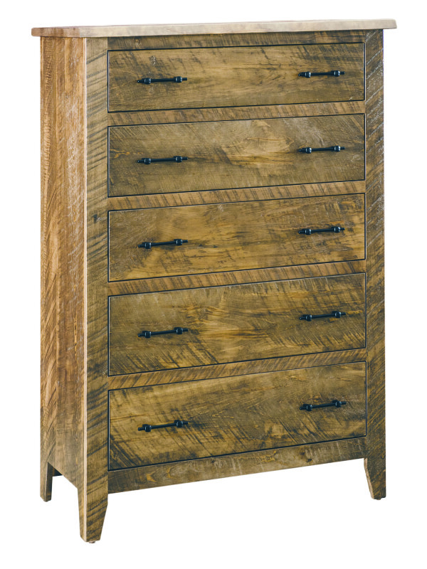 Amish Essentials Amish Rough Sawn 5 Drawer Chest - Large