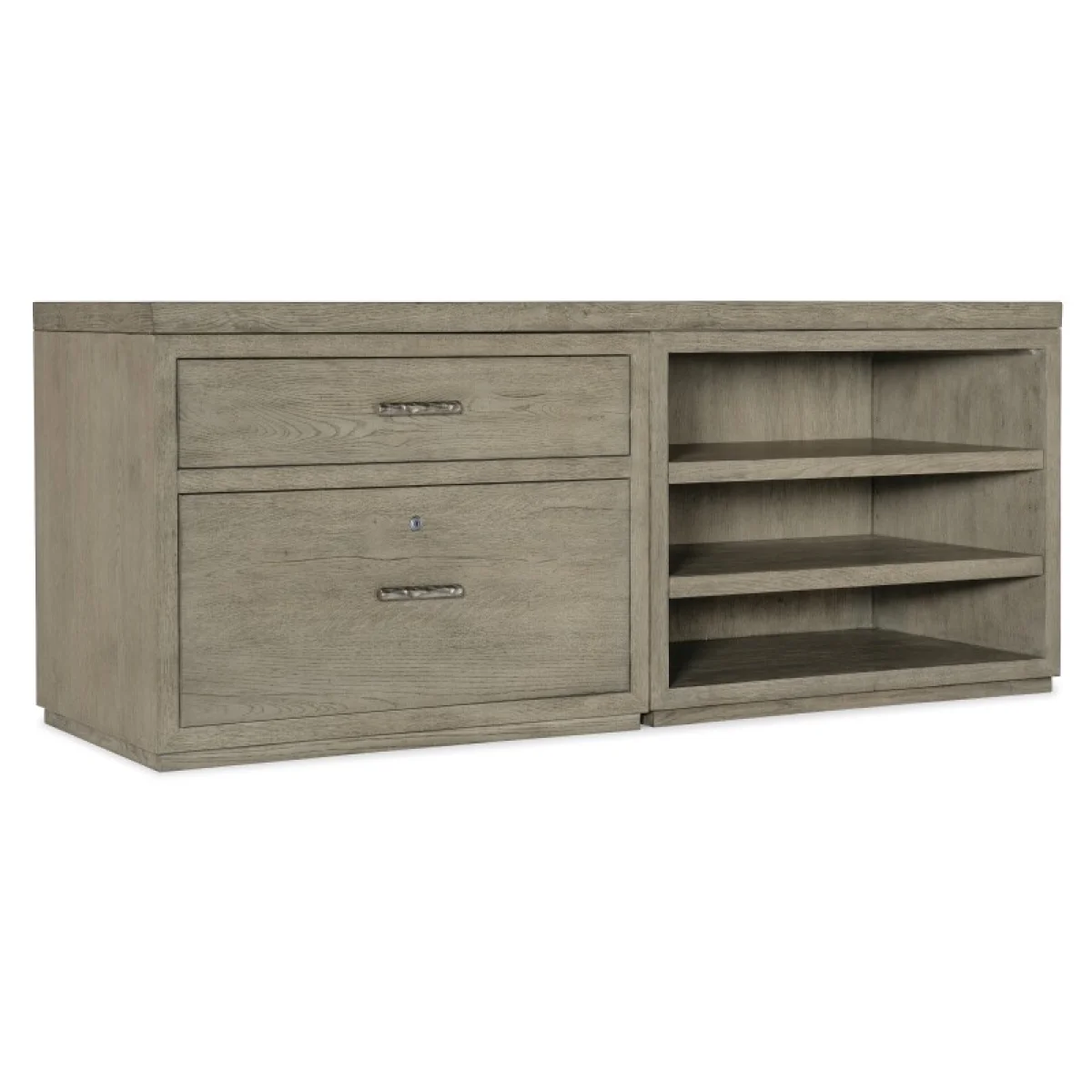 Linville Falls 72″ Credenza with Lateral File and Open Desk Cabinet Desks Brown 4