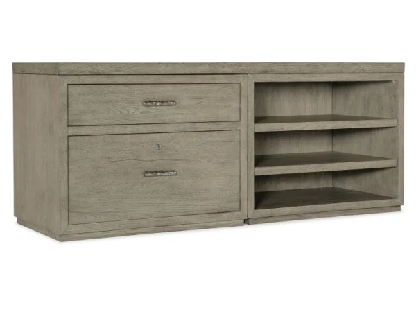 Linville Falls 72″ Credenza with Lateral File and Open Desk Cabinet Desks Brown