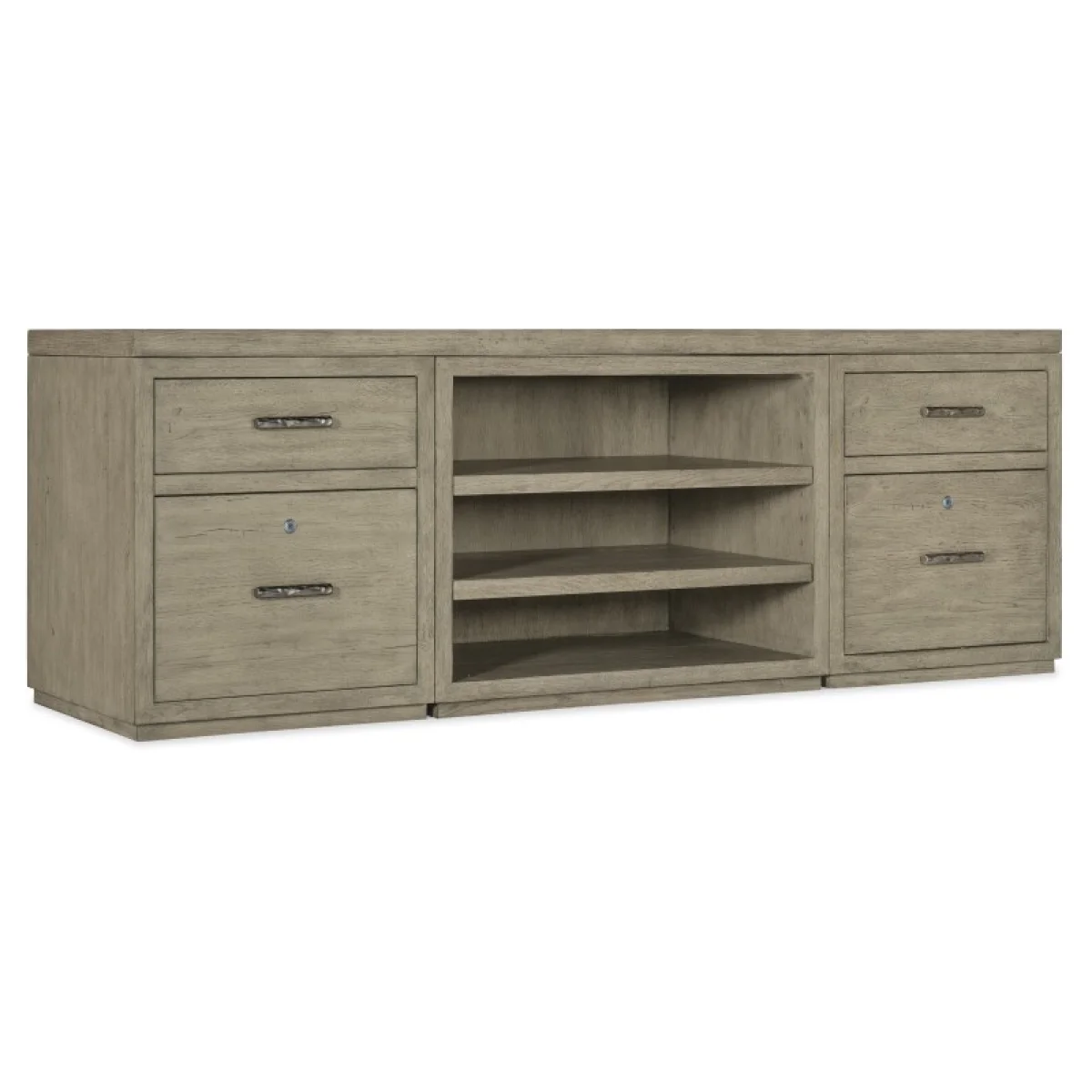 Linville Falls 84″ Credenza with Two Files and Open Desk Cabinet Office Storage Brown 4