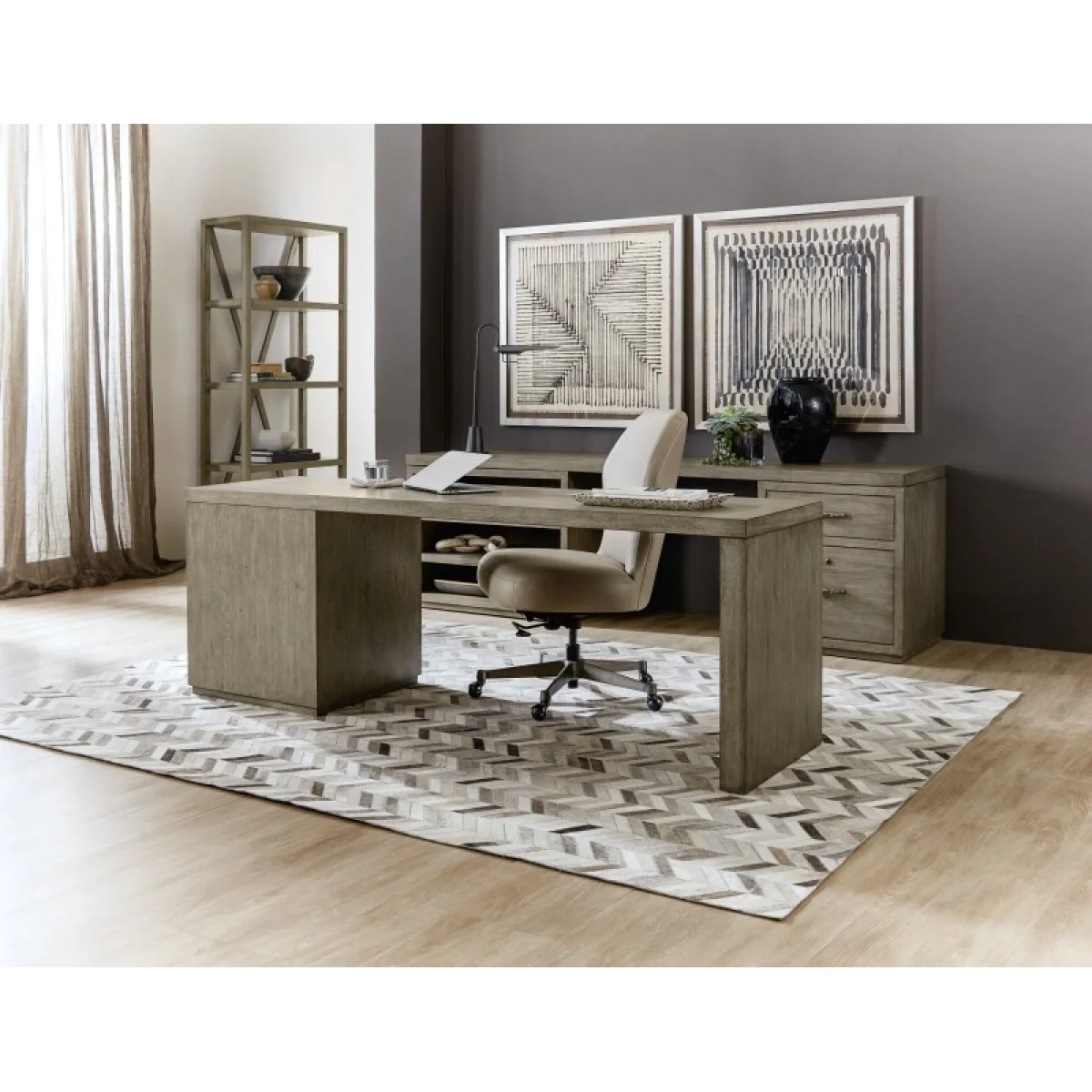 Linville Falls 96″ Desk with One File and Open Desk Cabinet Desks Brown 9