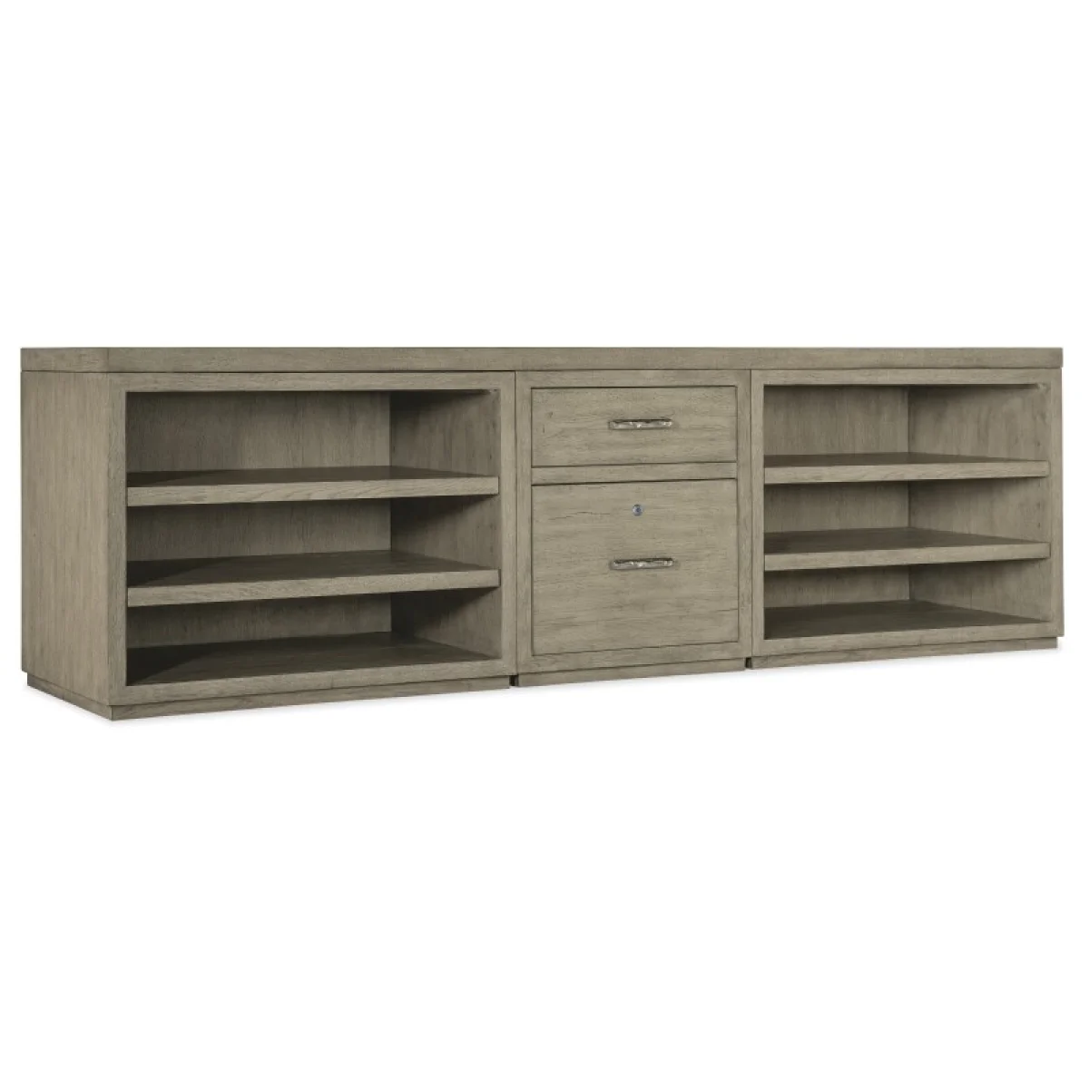 Linville Falls 96″ Credenza with File and Two Open Desk Cabinets Credenza Office Storage Brown 4