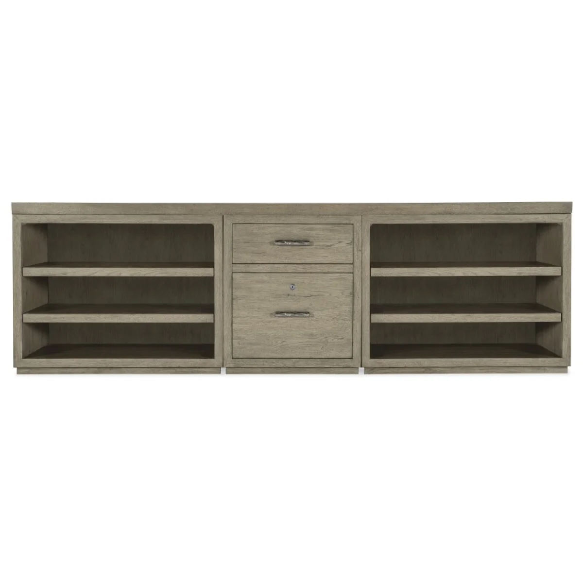 Linville Falls 96″ Credenza with File and Two Open Desk Cabinets Credenza Office Storage Brown 7