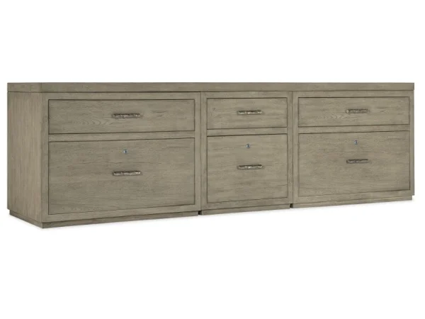 Linville Falls 96″ Credenza with File and Two Open Desk Cabinets Credenza Office Storage Brown 19