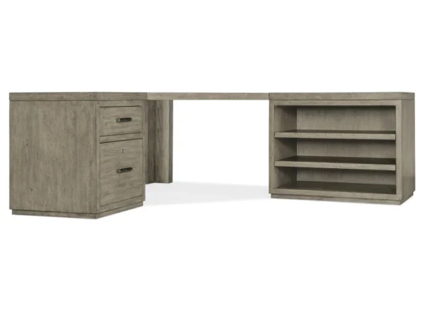 Linville Falls Corner Desk with File and Open Desk Cabinet Desks Brown