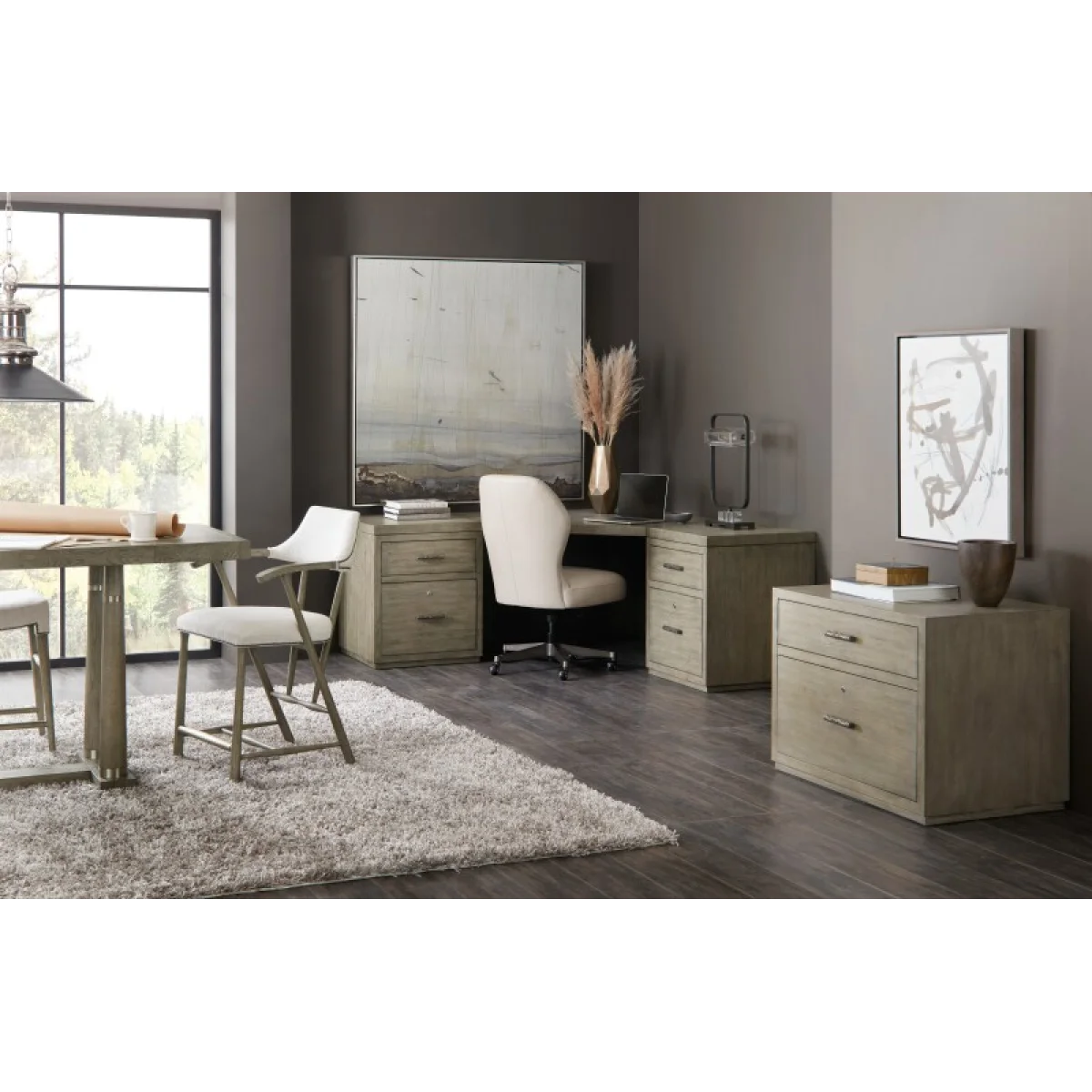 Linville Falls Corner Desk with Two Files Desks Brown 10