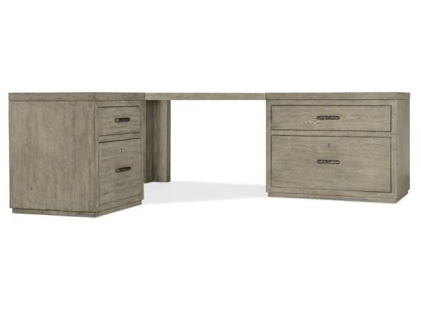 Linville Falls Corner Desk with File and Lateral File Desks Brown