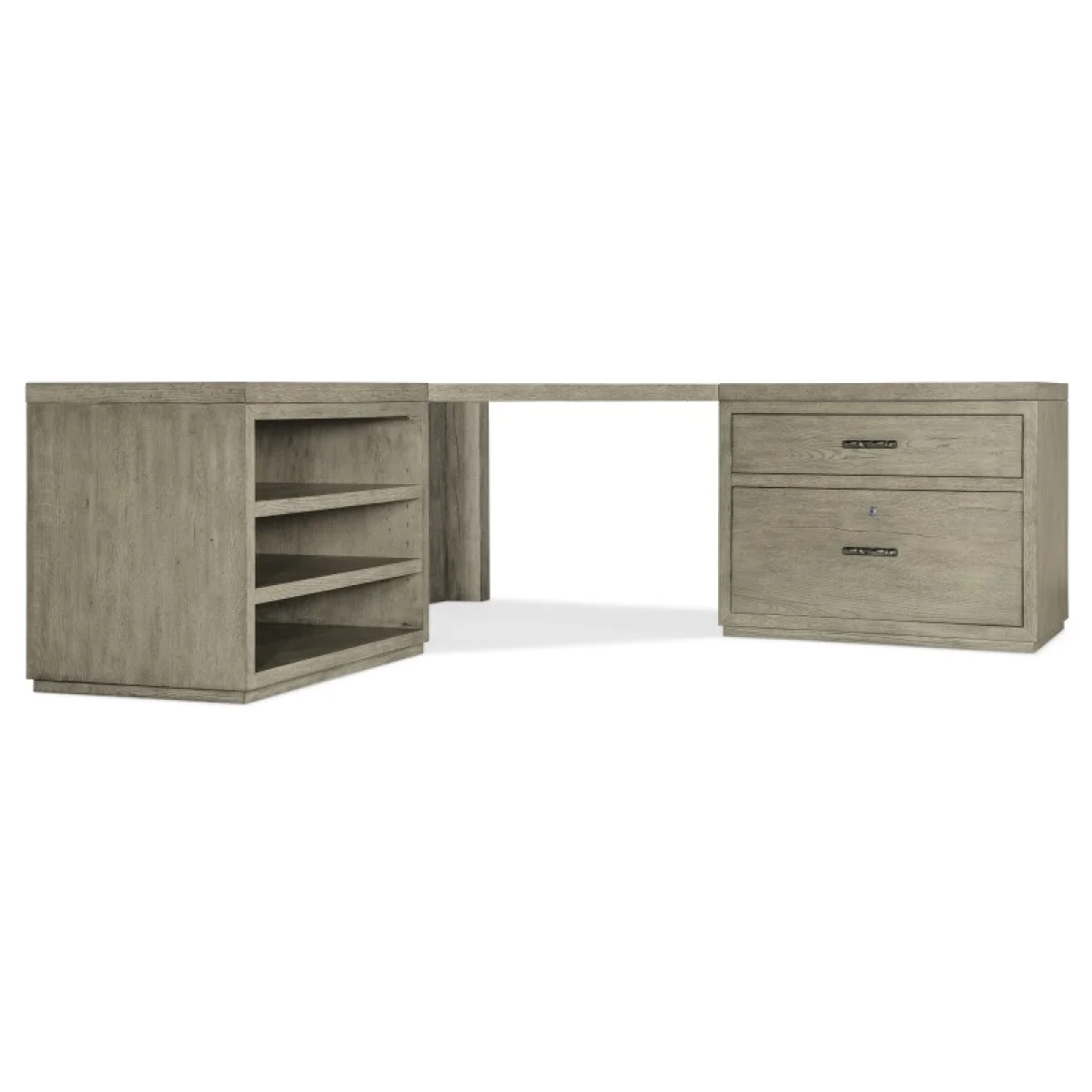 Linville Falls Corner Desk with Lateral File and Open Desk Cabinet Desks Brown 4