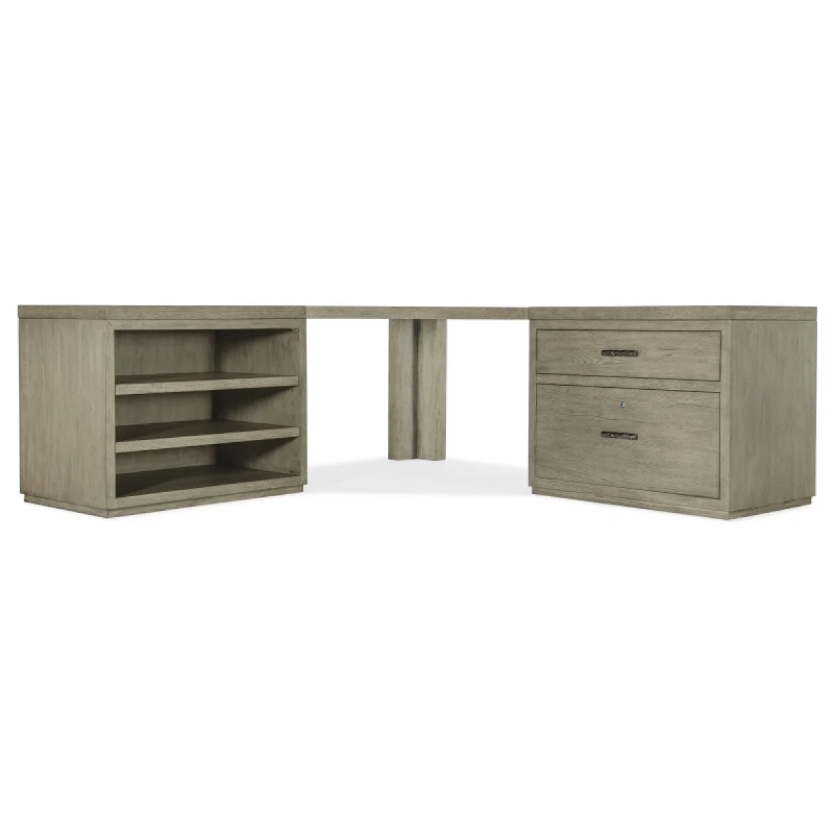 Linville Falls Corner Desk with Lateral File and Open Desk Cabinet Desks Brown 7