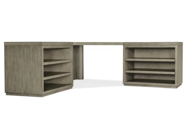 Linville Falls Corner Desk with Two Open Desk Cabinets Desks Brown