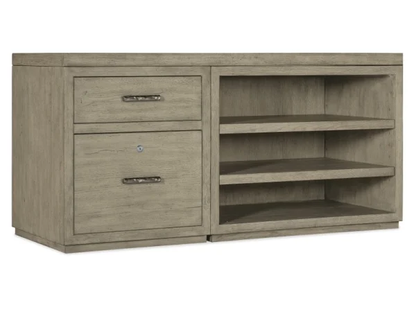 Linville Falls 60″ Credenza with File and Open Desk Cabinet Office Storage Brown