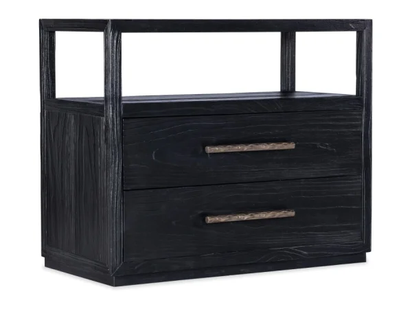 Linville Falls Shou Sugi Ban Two Drawer Nightstand Nightstands black