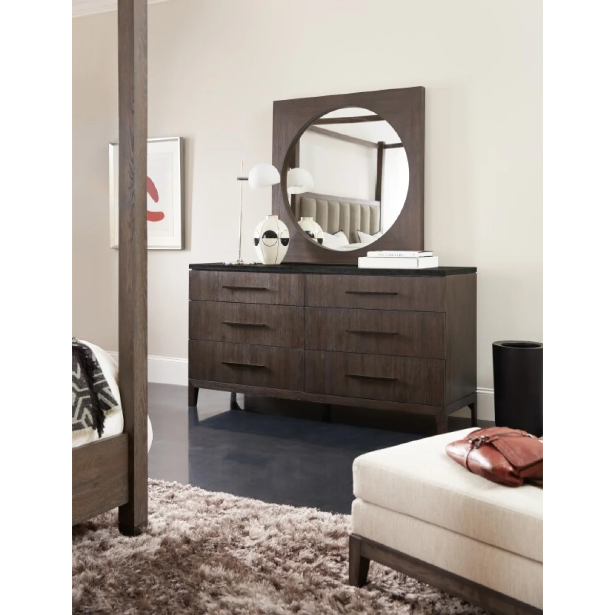 Miramar Aventura Raphael Six-Drawer Stone Top Dresser Dressers Brown 7