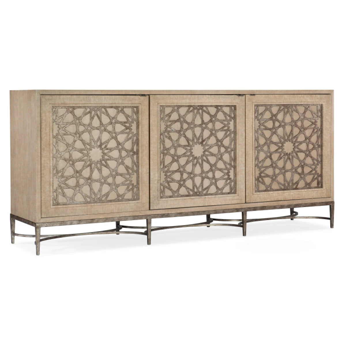Melange Suzani Three Door Entertainment Console Entertainment Stands Cream 4