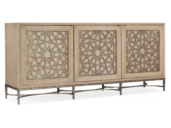Melange Suzani Three Door Entertainment Console Entertainment Stands Cream