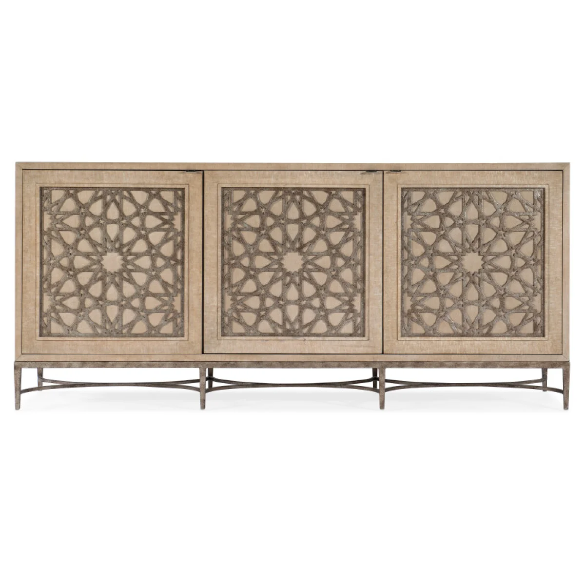 Melange Suzani Three Door Entertainment Console Entertainment Stands Cream 7