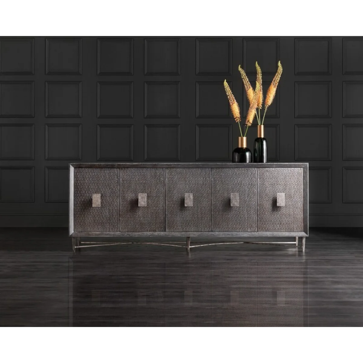 Melange Keenan Five Door Credenza Dining Storage Brown 8