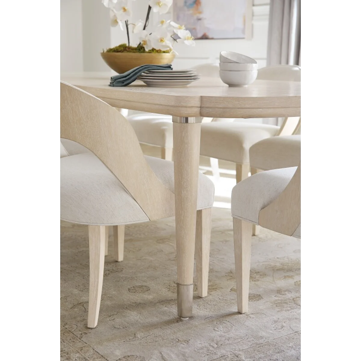Nouveau Chic Rectangle Dining Table with 1-22in Leaf Dining Tables Brown 11