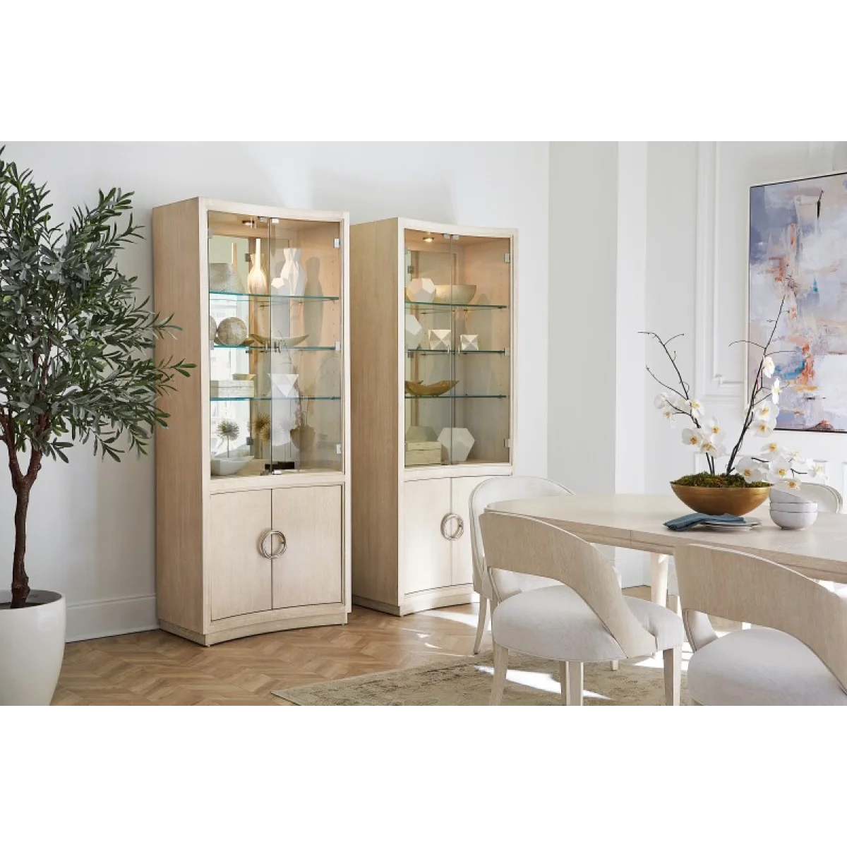 Nouveau Chic Display Cabinet Dining Storage Brown 13