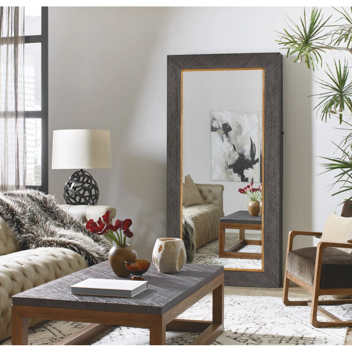 Big Sky Floor Mirror withJewelry Storage Mirrors Brown 8