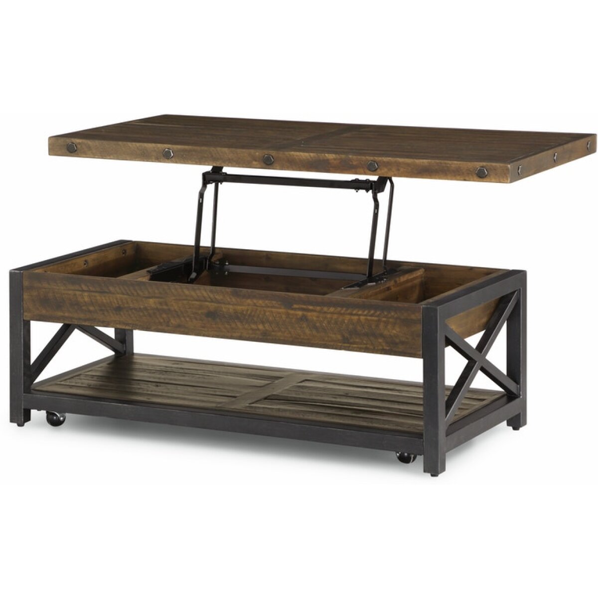 Carpenter Rectangular Lift-Top Coffee Table with Casters Cocktail & Coffee Tables Flexsteel 5