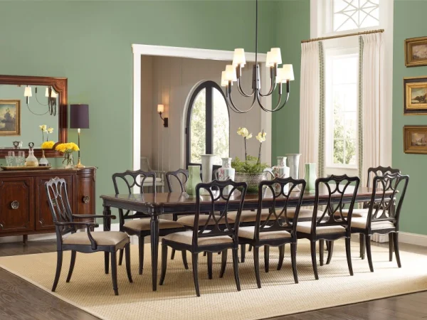 Charleston Rectangle Leg Dining Table w-2-22in Leaves Dining Tables black 24