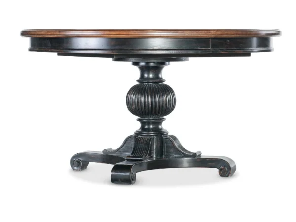 Charleston Round Pedestal Dining Table with 1-20in Leaf Dining Tables black