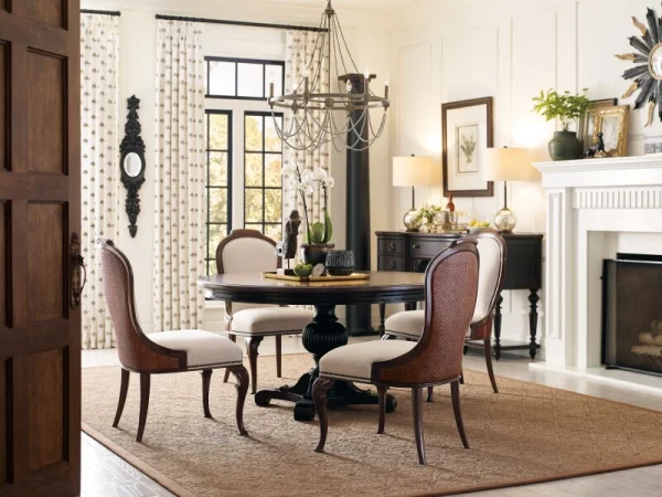 Charleston Round Pedestal Dining Table with 1-20in Leaf Dining Tables black 23