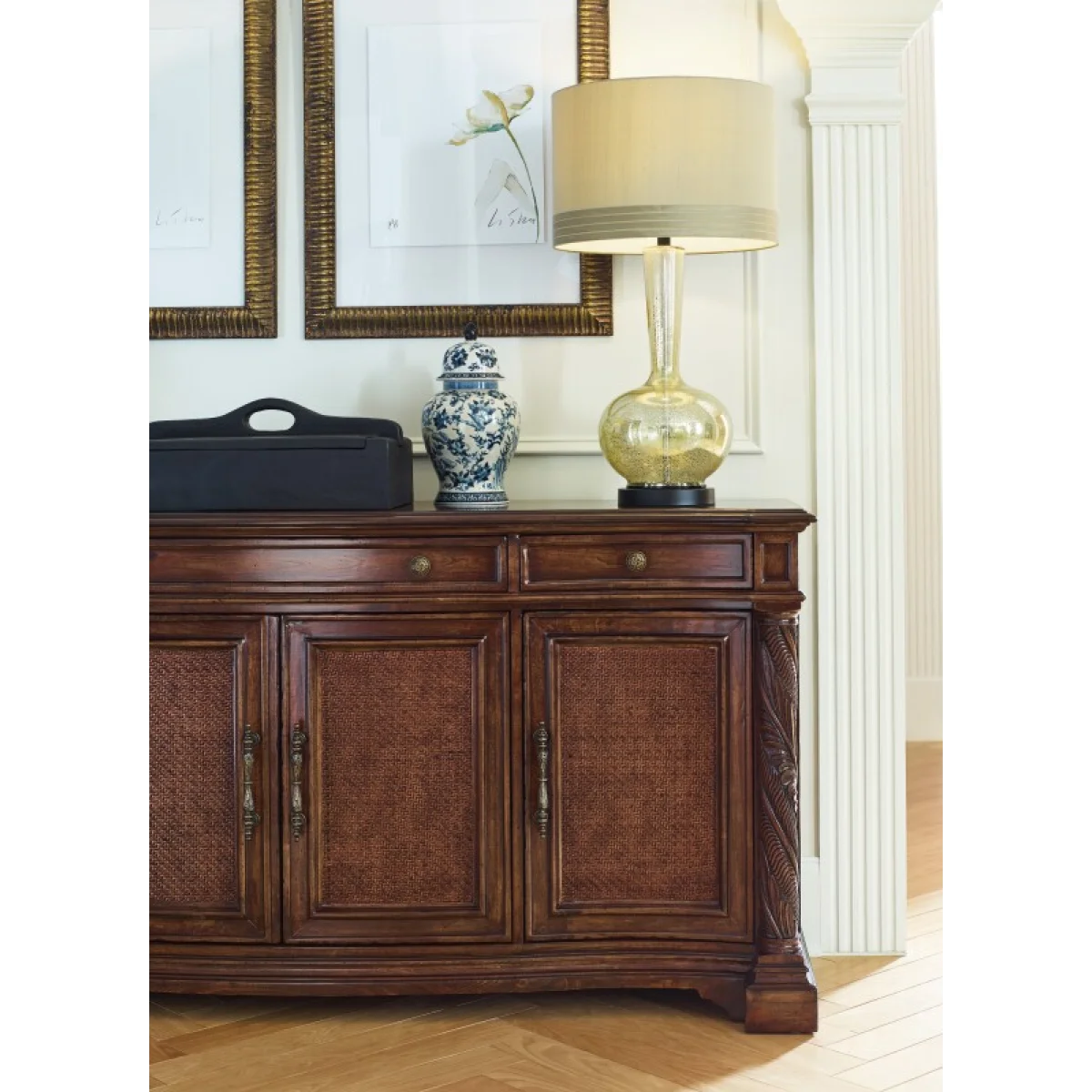Charleston Four Door-Three Drawer Buffet Dining Storage Brown 10