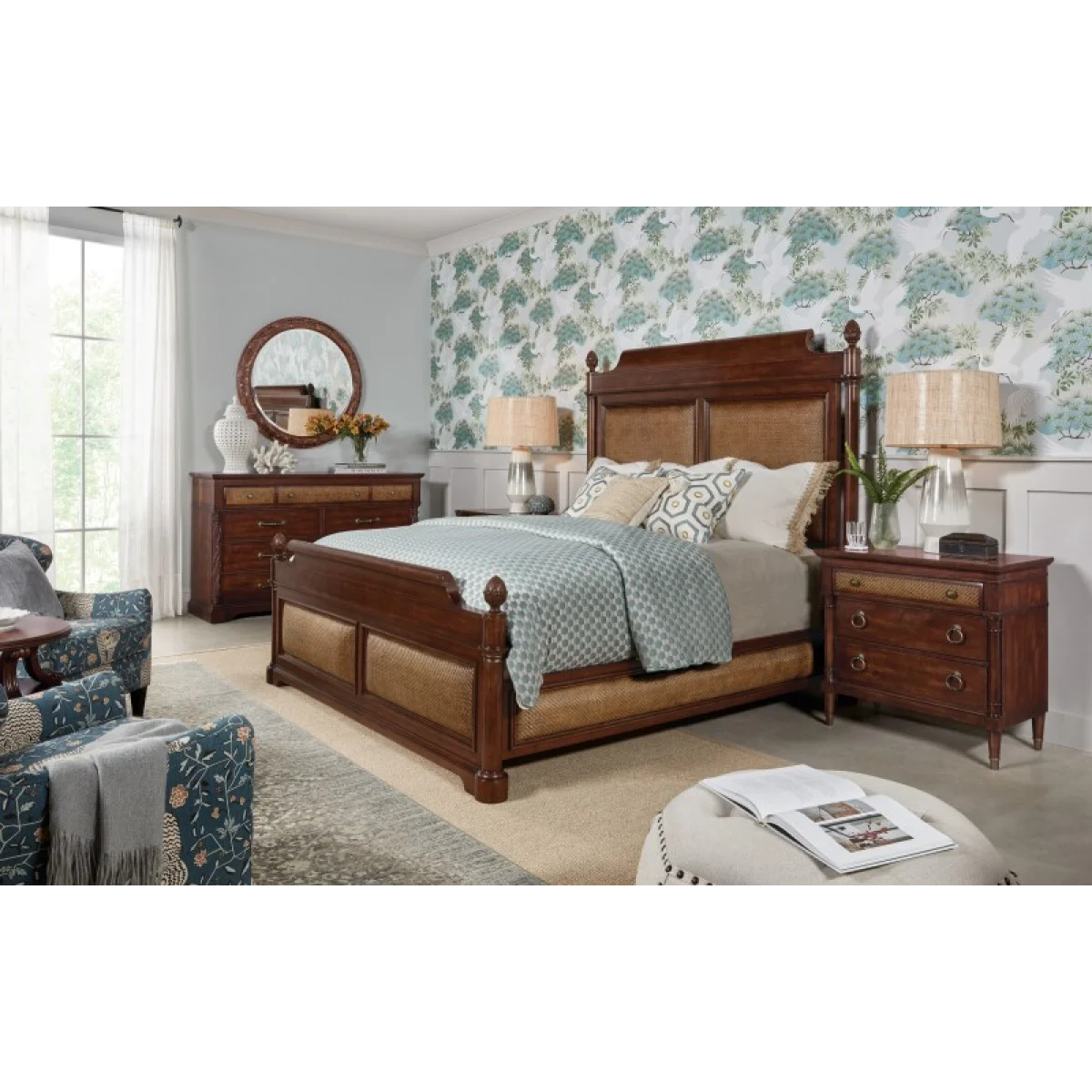 Charleston Round Mirror Bedroom Mirrors Brown 6